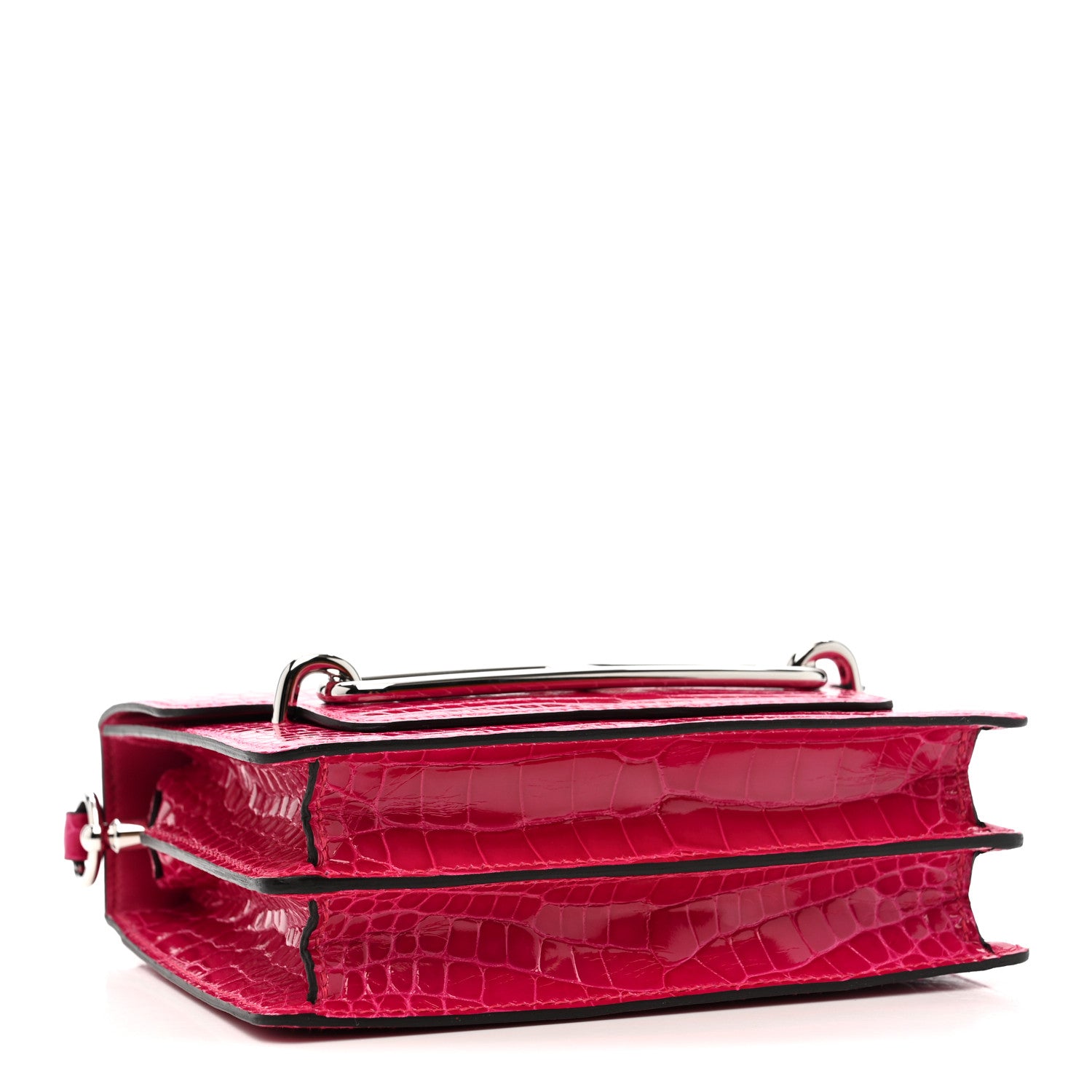 Hermes Shiny Alligator Mini Sac Roulis Rose Mexico 4 of 11