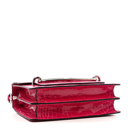 Hermes Shiny Alligator Mini Sac Roulis Rose Mexico 4 of 11