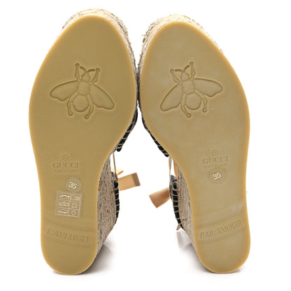 Gucci Monogram Matelasse GG Marmont Ankle Wrap Platform 35/120mm Espadrille Wedges 35 Beige Ebony Black Sand Storm 6 of 10