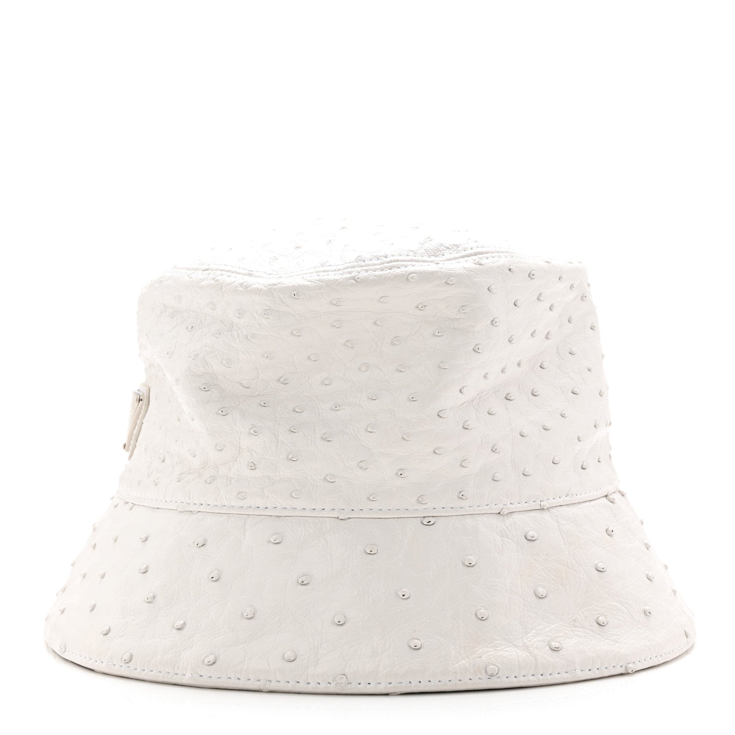 Prada Ostrich Metal Triangle Womens Bucket Hat L White 3 of 8