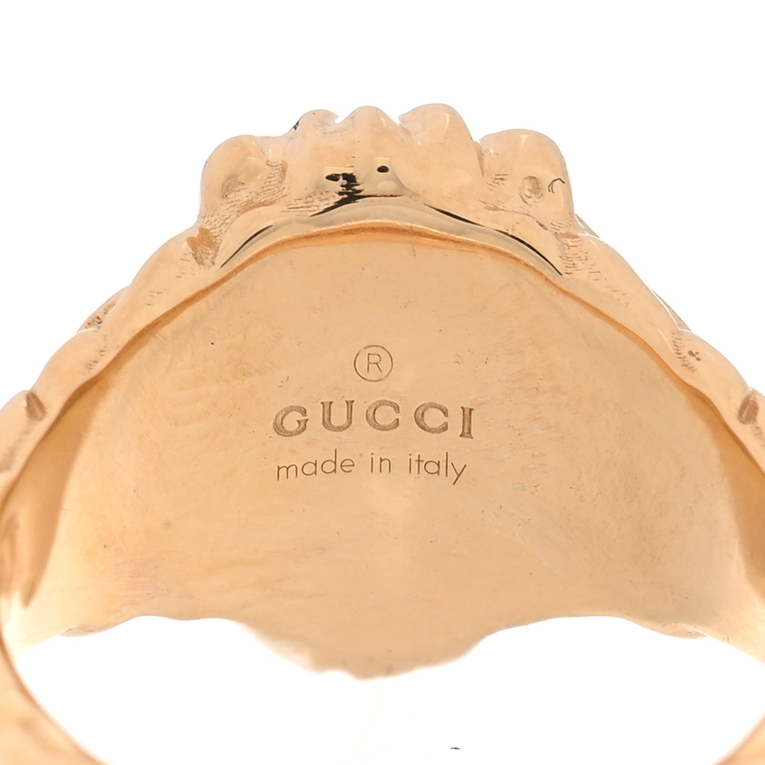 Gucci 18K Yellow Gold Diamond Amethyst Lion Head Ring 50 5.25 4 of 4