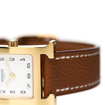 Hermes Stainless Steel Epsom 21mm Heure H Hour Quartz Watch Gold 5 of 6