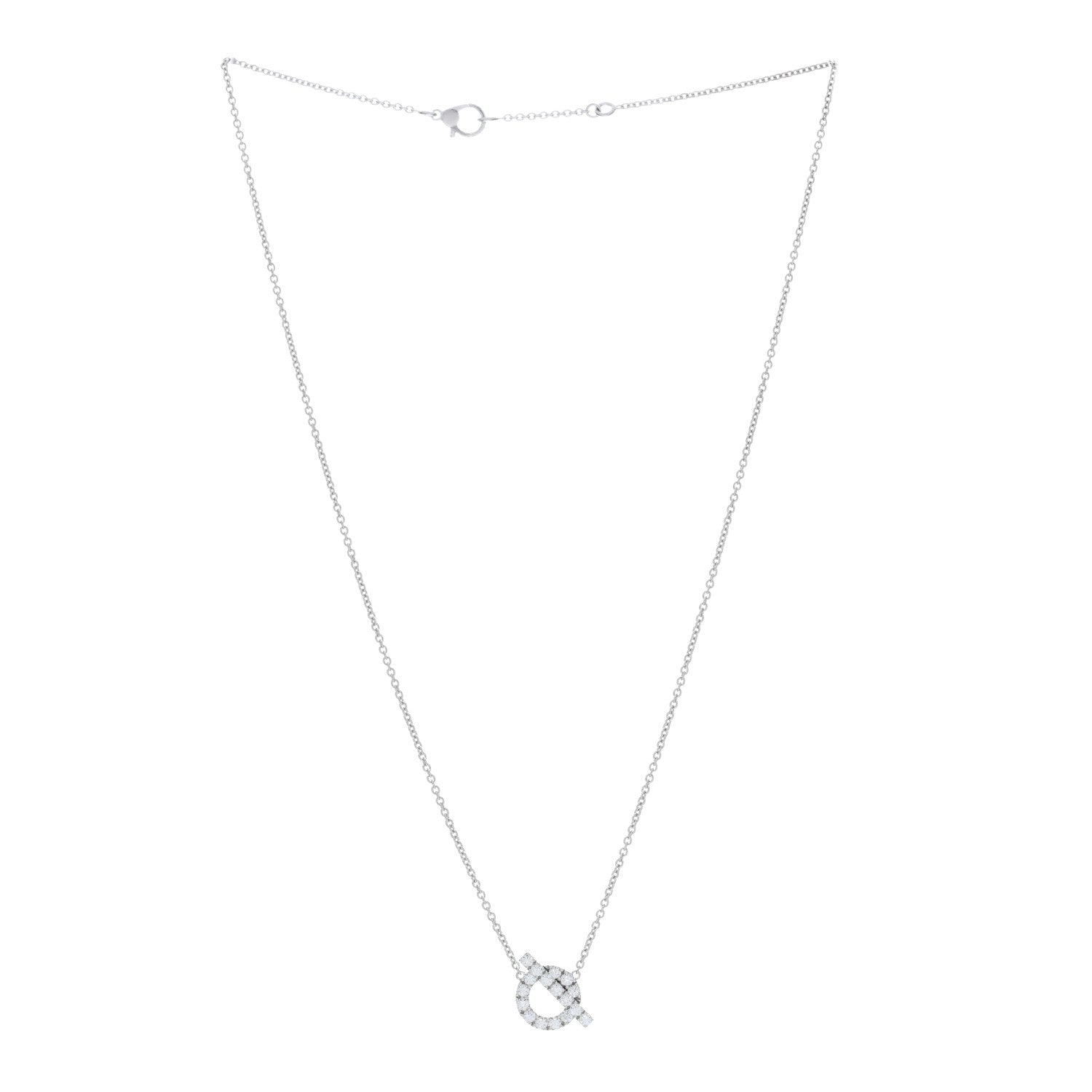 Hermes 18K White Gold Diamond Finesse Pendant Necklace 2 of 5
