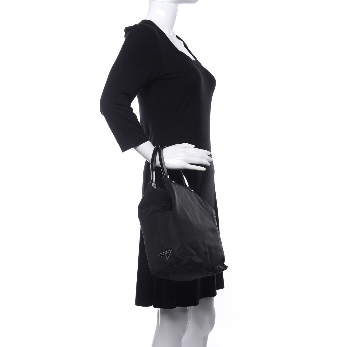 Tessuto Nylon Top Handle Bag Black
