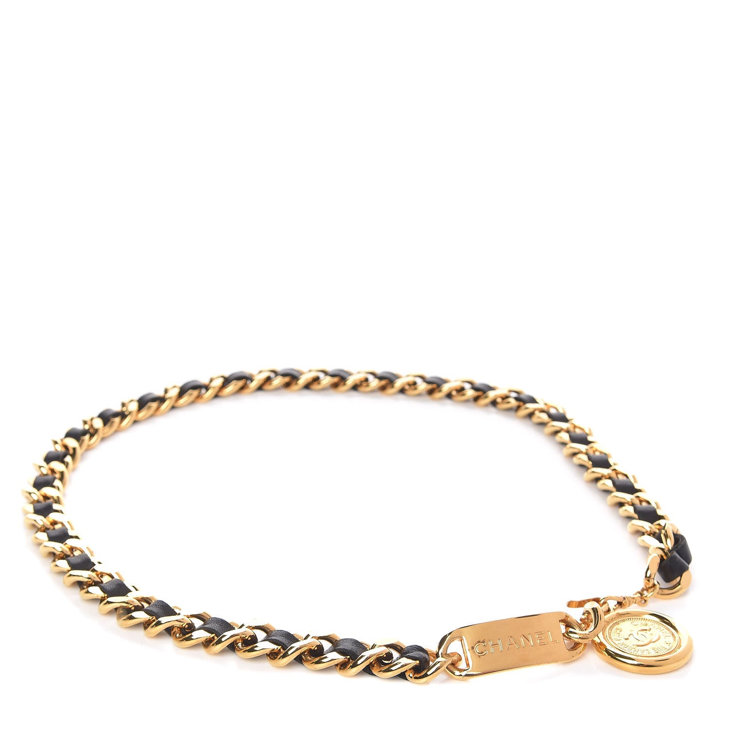 Chanel Lambskin Chain CC Medallion Belt Black Gold 1 of 7