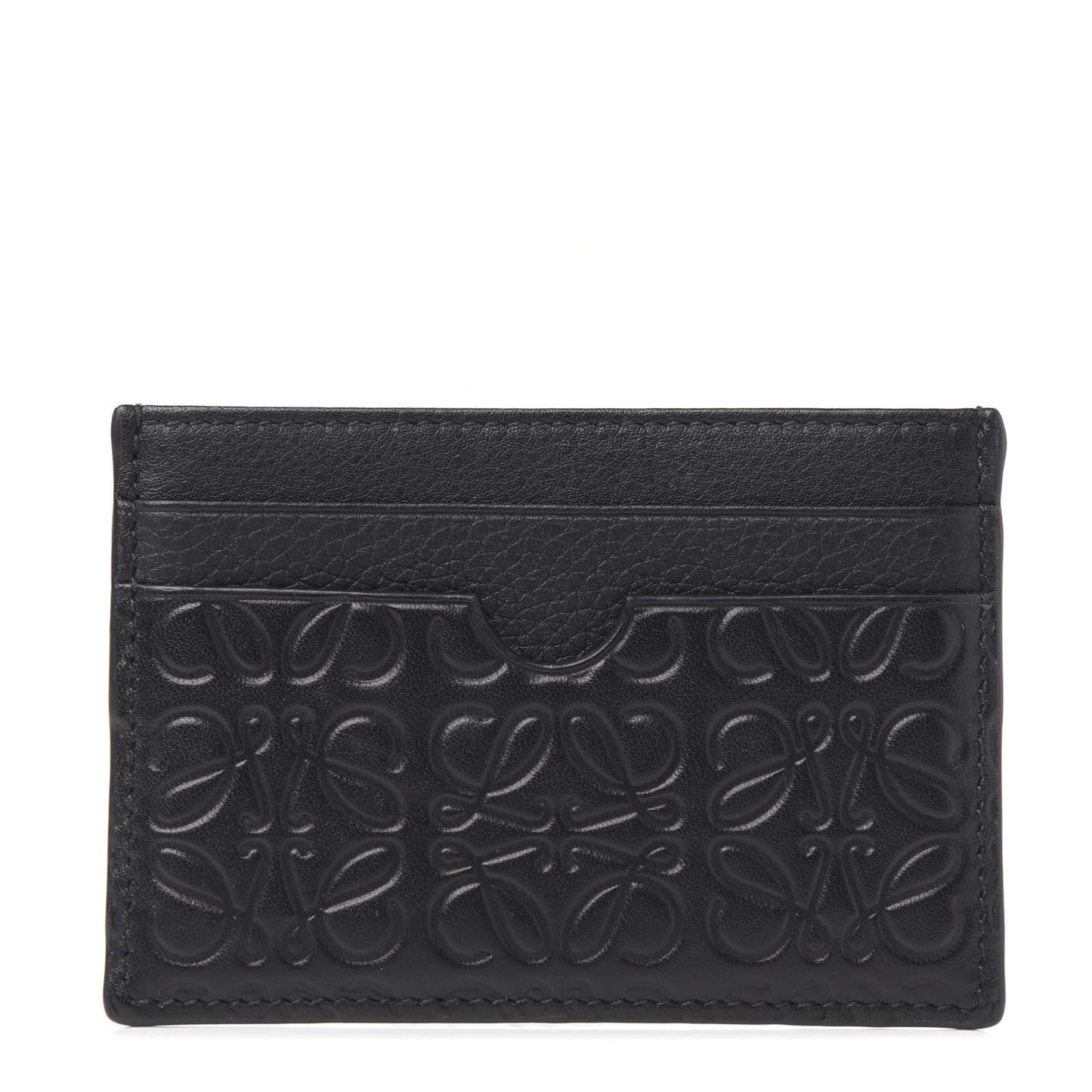 Calfskin Embossed Puzzle Plain Card Holder Black