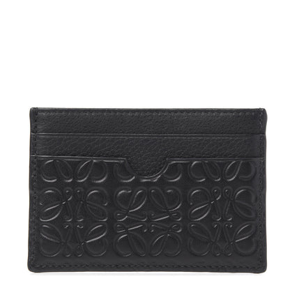 Loewe Calfskin Embossed Puzzle Plain Card Holder Black 1 of 6