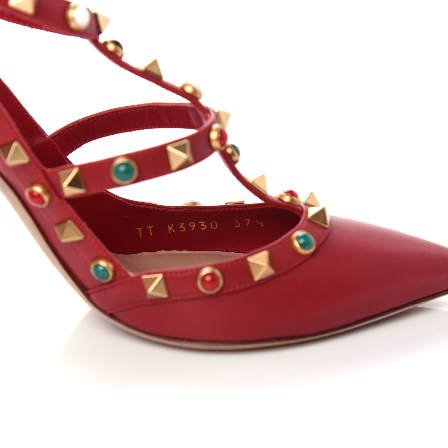 Valentino Garavani Calfskin Rockstud Rolling Ankle Strap 100mm Pumps 37.5 Rosso Valentino 10 of 11