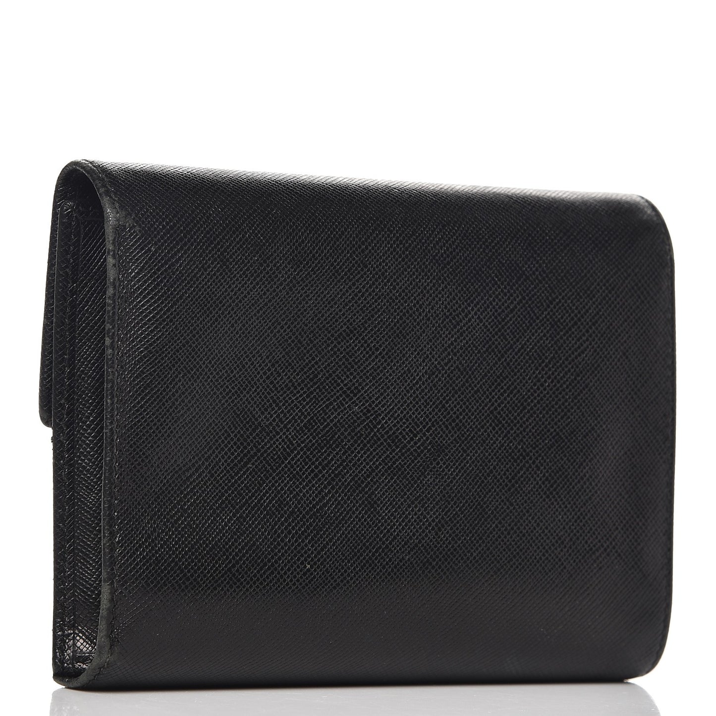 Saffiano Triangle Flap Compact Wallet Nero Black