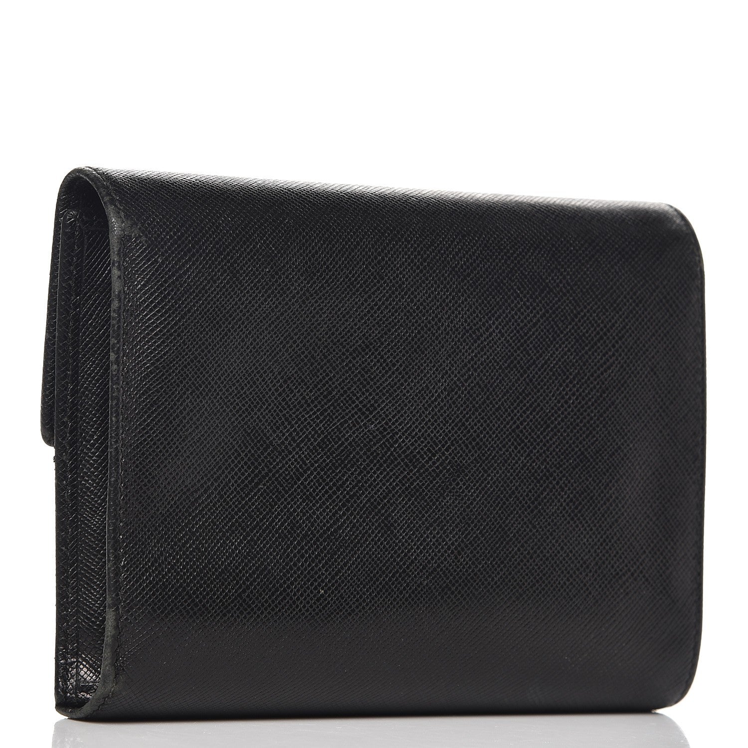 Prada Saffiano Triangle Flap Compact Wallet Nero Black 3 of 11