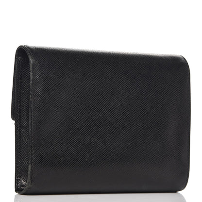 Prada Saffiano Triangle Flap Compact Wallet Nero Black 3 of 11