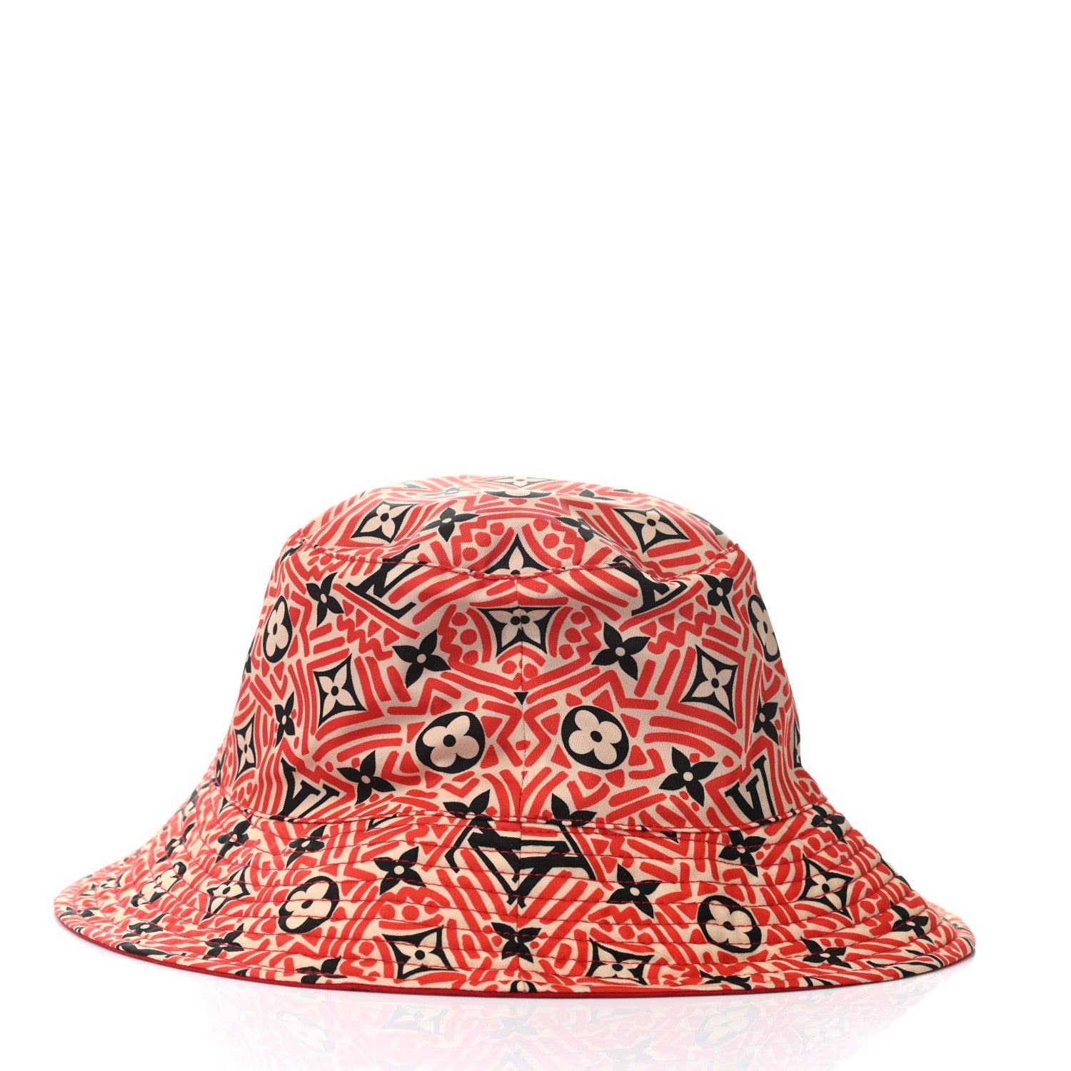 Louis Vuitton Nylon Canvas Monogram Giant Crafty Reversible Bucket Hat Creme Rouge 11 of 15