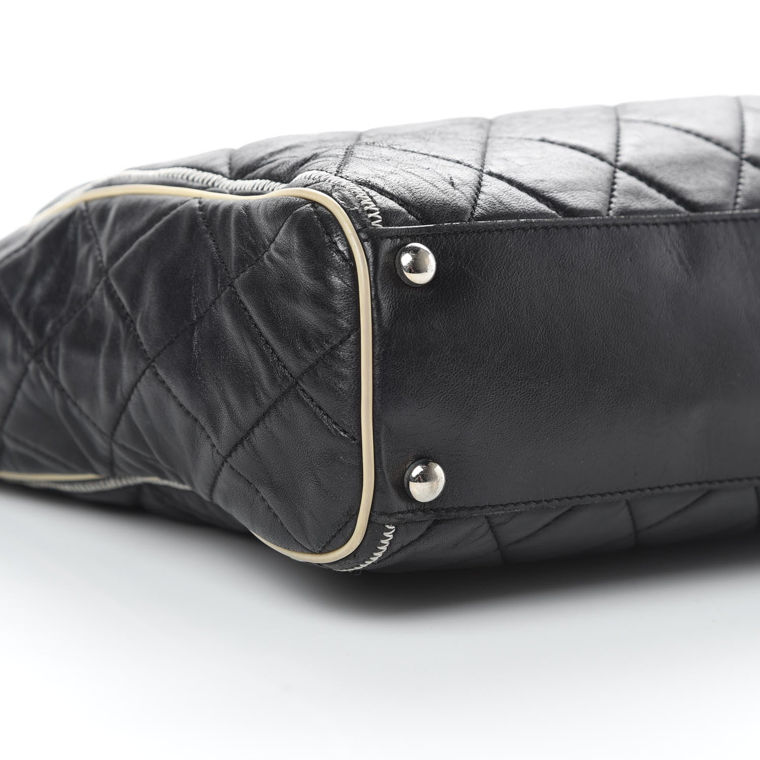 Chanel Glazed Lambskin Quilted Large North South Tote Black 9 of 15