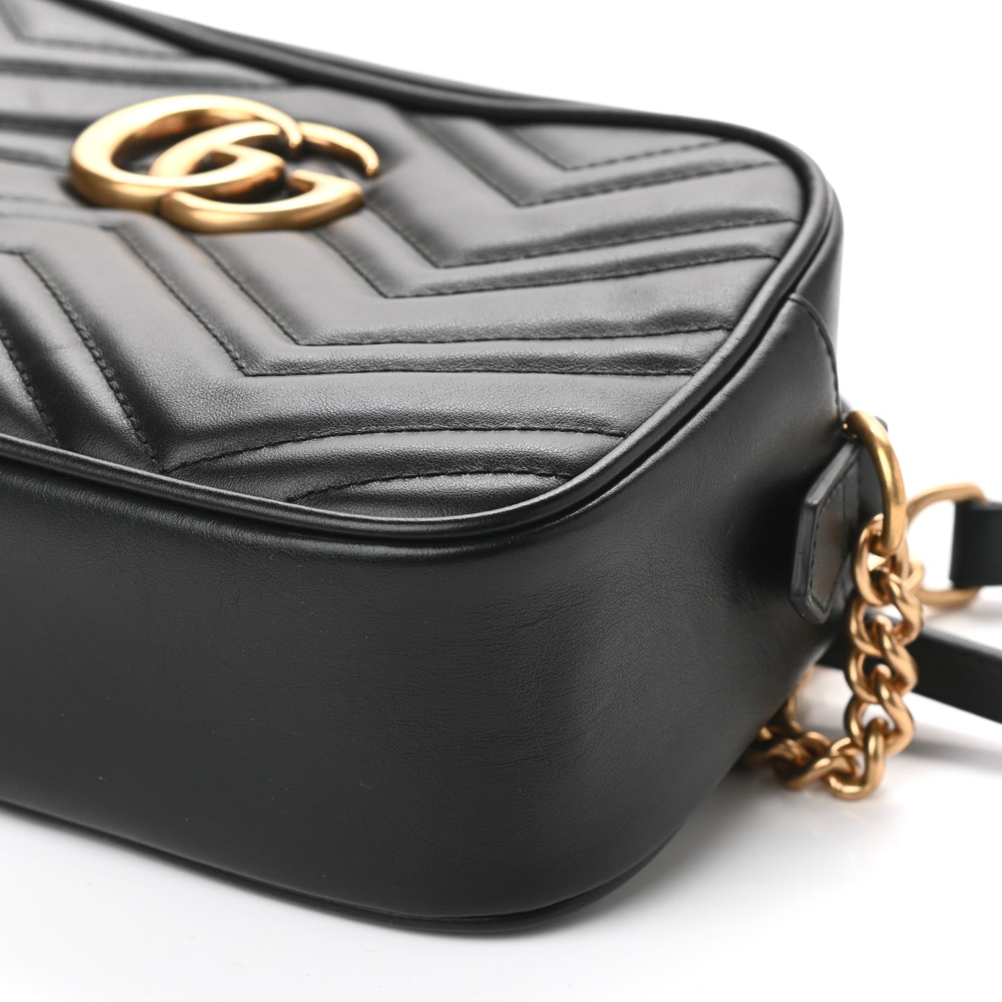 Calfskin Matelasse Small GG Marmont Chain Shoulder Bag Black