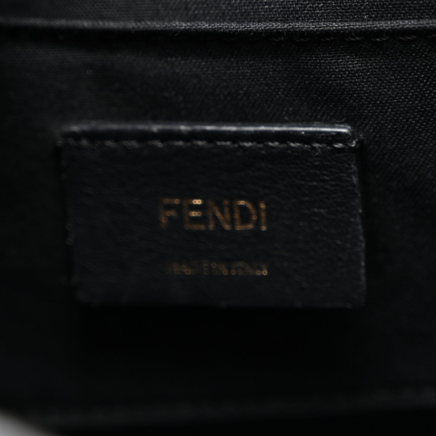 Glazed Fabric Vitello Century F is Fendi FF 1974 Stamp Patch Camera Case Mogano Panna Black
