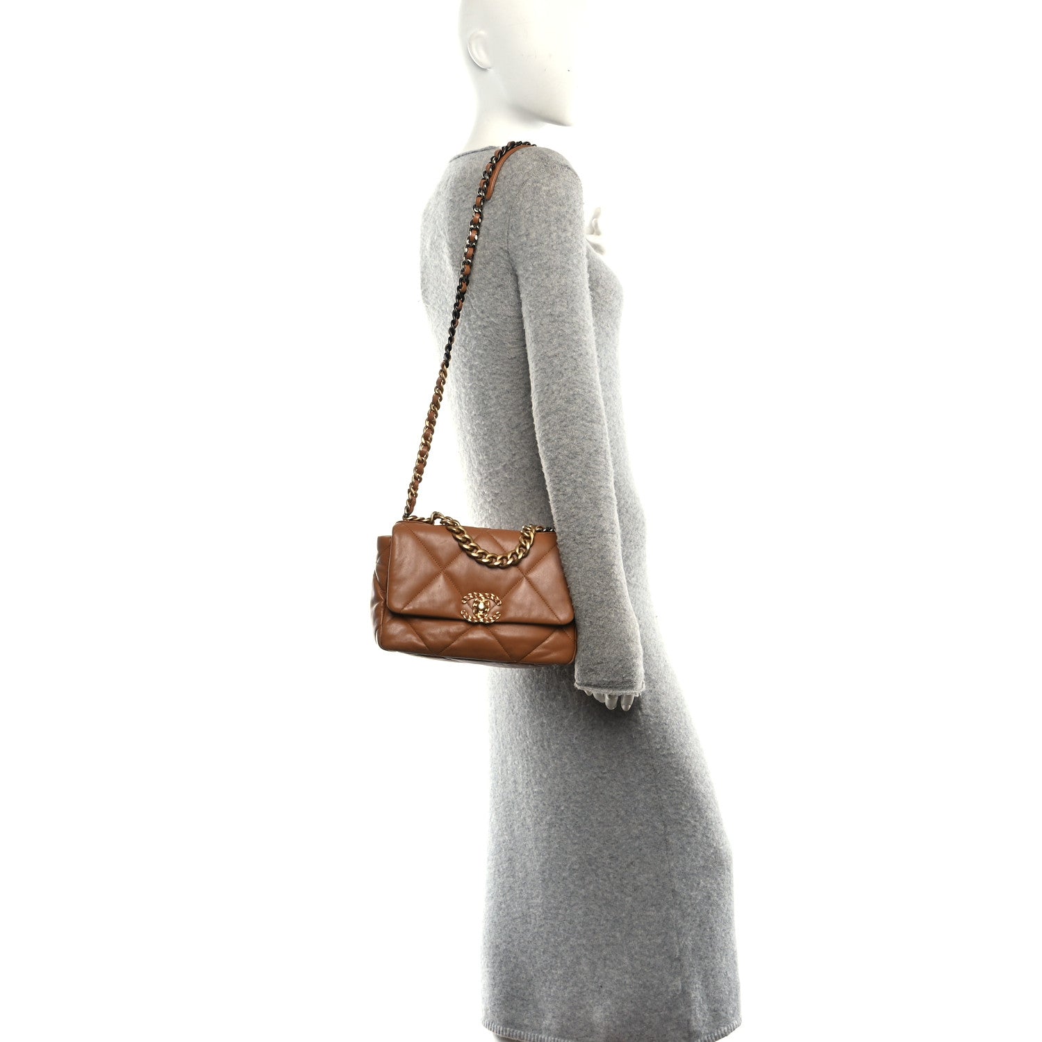 Chanel Lambskin Quilted Medium Chanel 19 Flap Brown 2 of 10