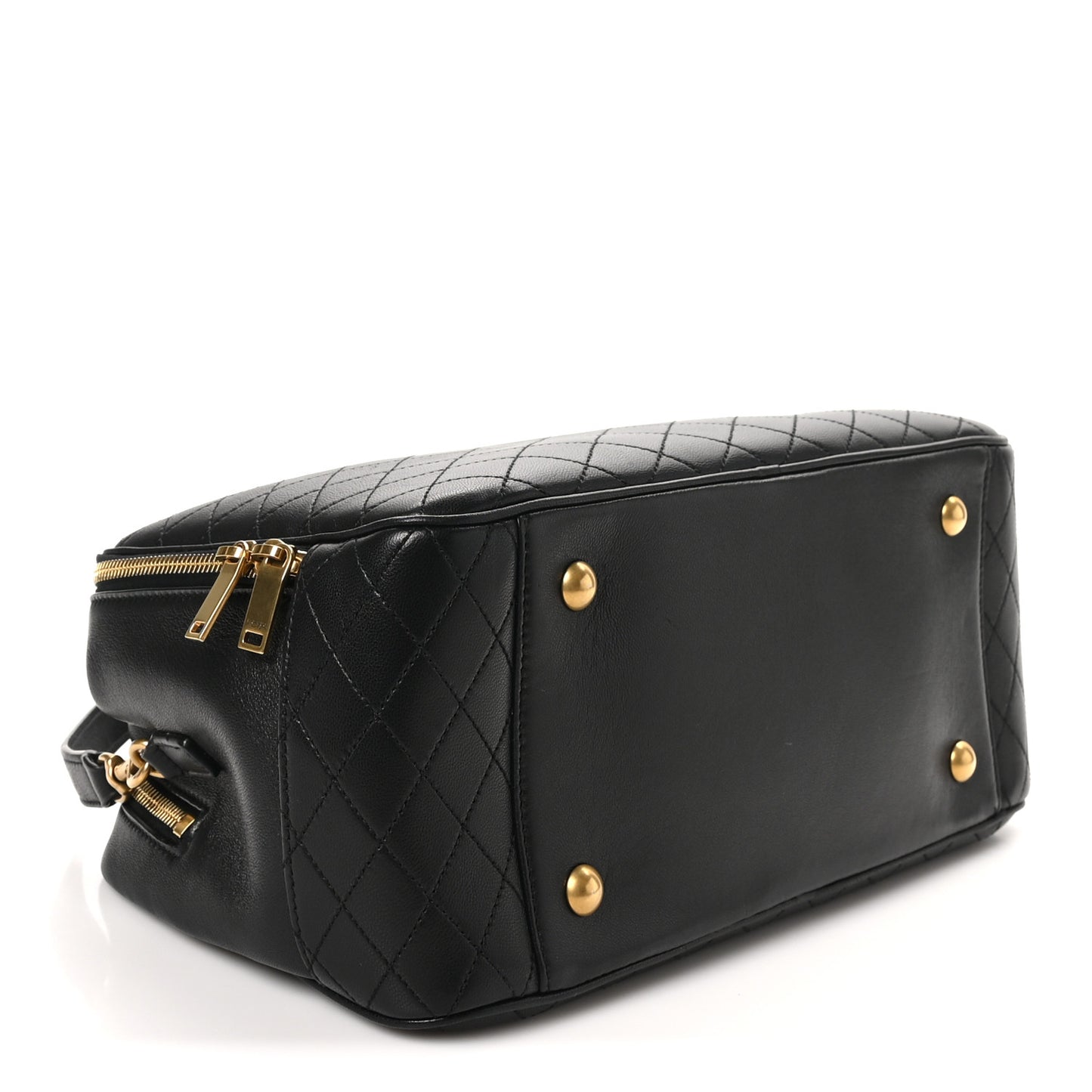 Lambskin Lyia Quilted Duffle Bag Black