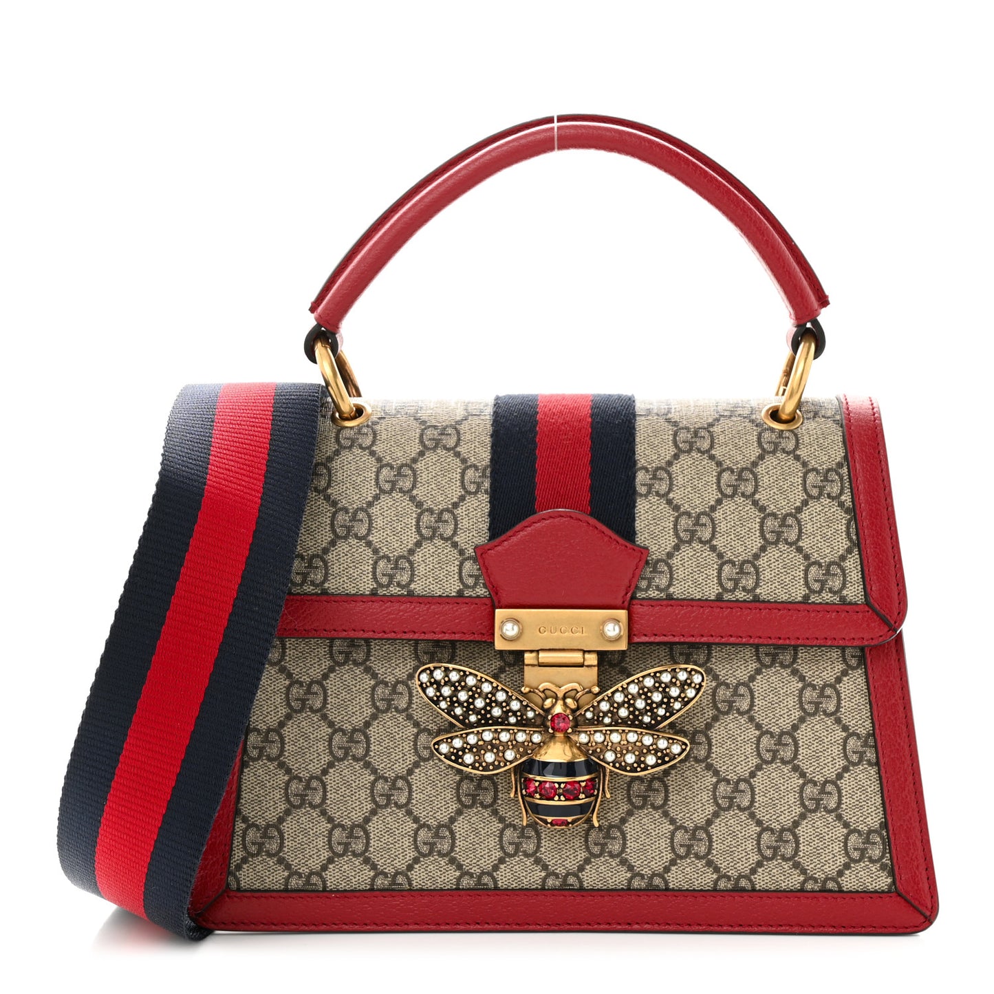 GG Supreme Monogram Small Queen Margaret Top Handle Bag Red