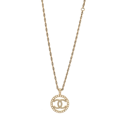 Chanel Pearl CC Round Pendant Necklace Gold 2 of 5