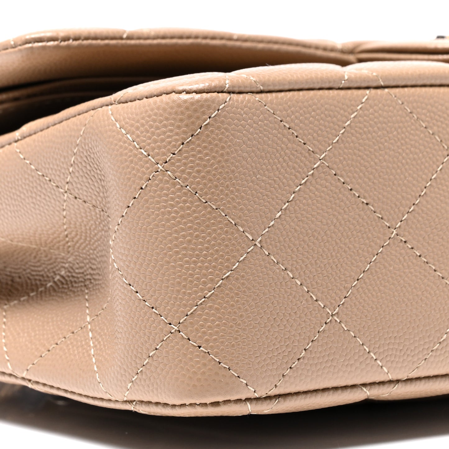 Caviar Quilted Medium Double Flap Dark Beige
