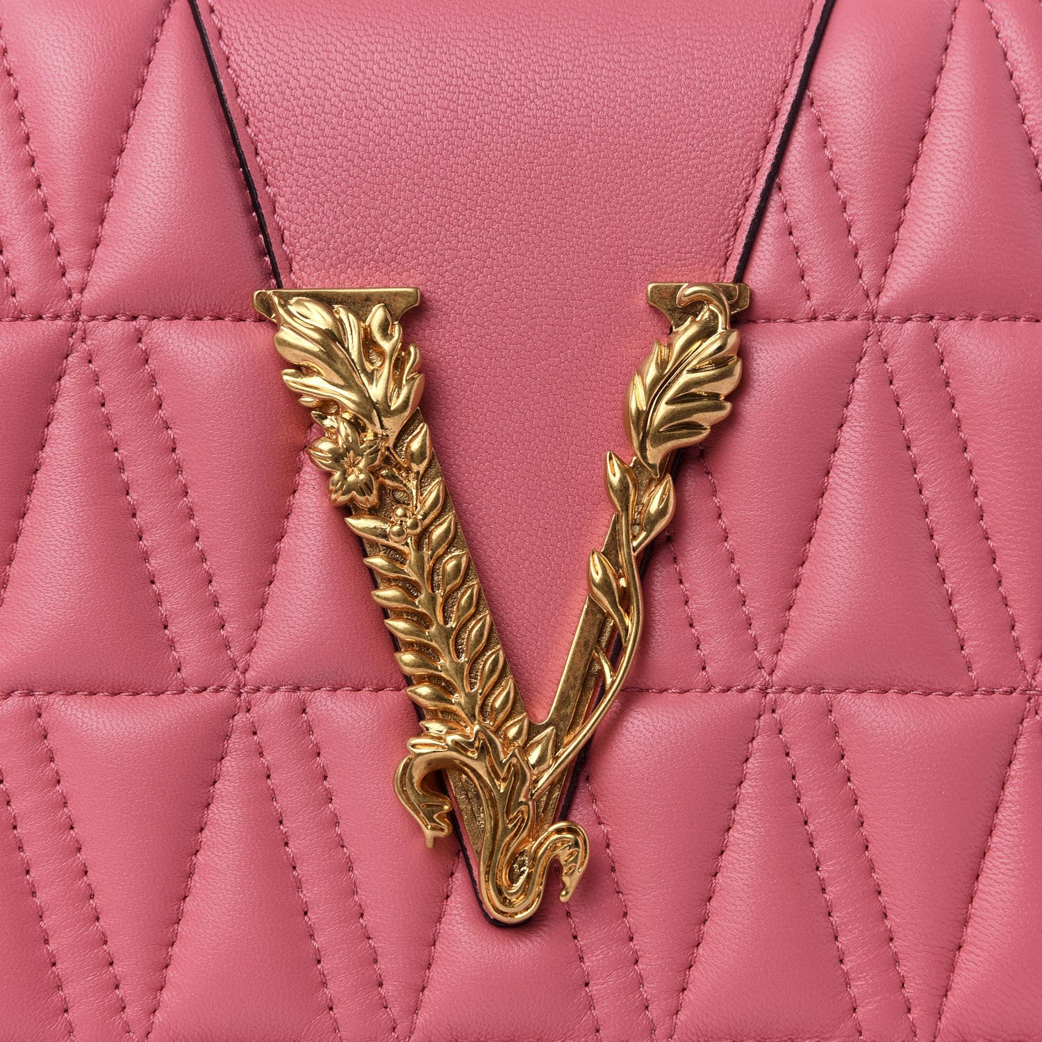 Versace Nappa Quilted Virtus Top Handle Shoulder Bag Blush 8 of 8