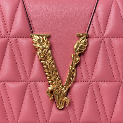 Versace Nappa Quilted Virtus Top Handle Shoulder Bag Blush 8 of 8