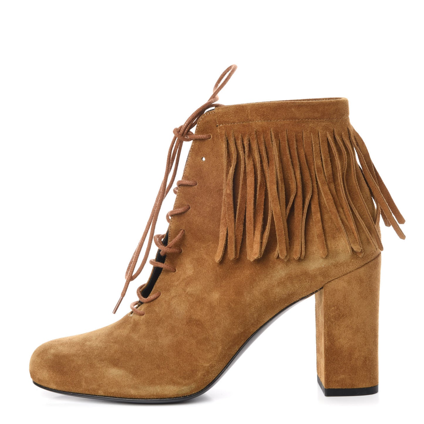 Suede Babies 90 Fringe Ankle Boots 38.5 Light Tan