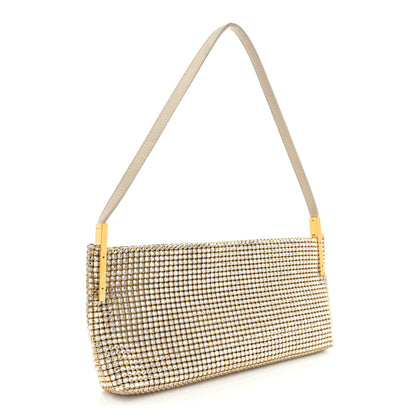 Saint Laurent Crystal Strass Embellished Satin Suzanne Shoulder Bag Silver 3 of 8