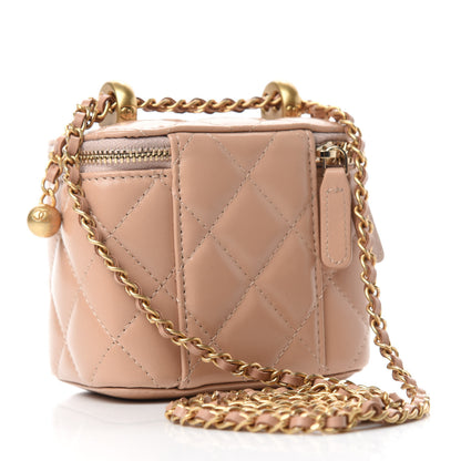 Chanel Calfskin Quilted Mini Perfect Fit Vanity Case With Chain Beige 3 of 11