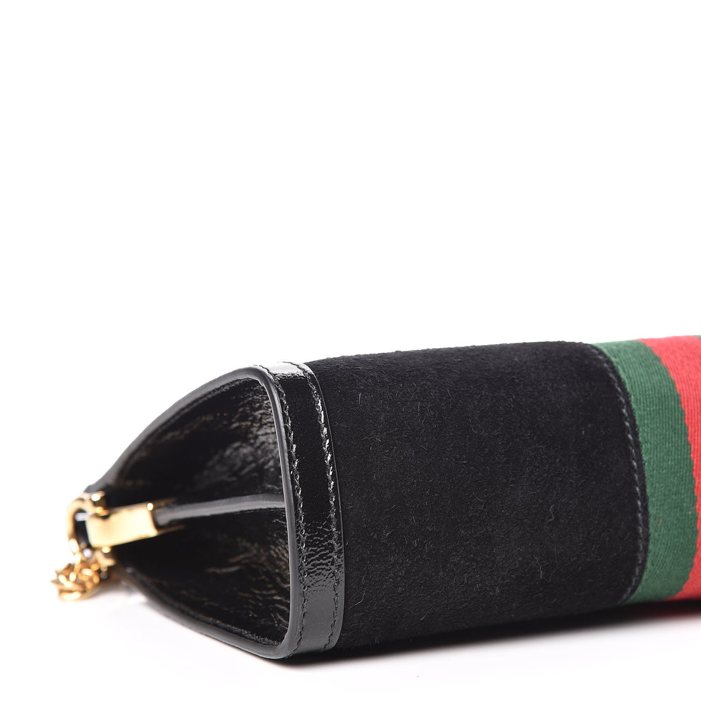 Suede Patent GG Web Small Ophidia Chain Shoulder Bag Black