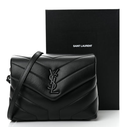 Saint Laurent Calfskin Y Quilted Monogram Monochrome Toy Loulou Crossbody Bag Black 8 of 8