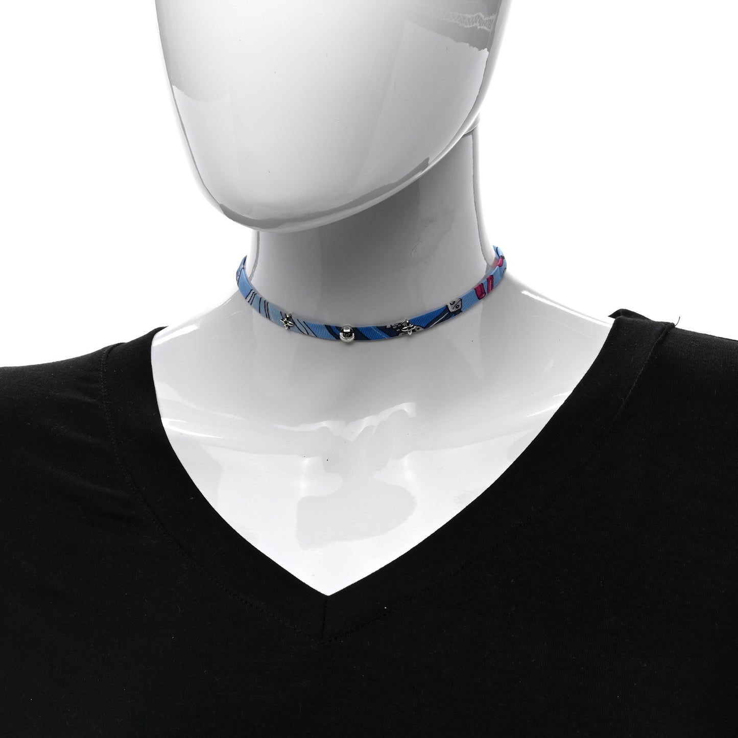Metal Silk Collar Be Mindful Necklace Blue