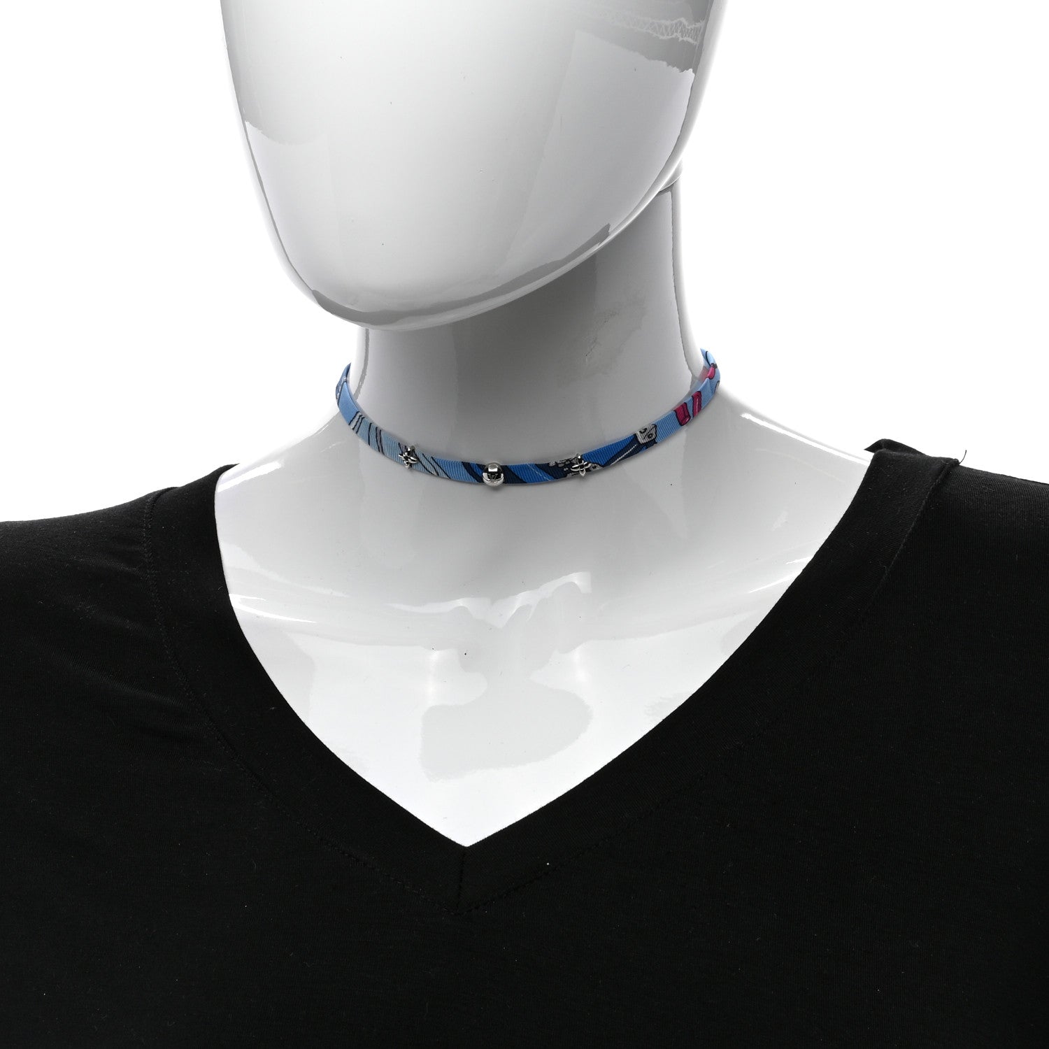 Louis Vuitton Metal Silk Collar Be Mindful Necklace Blue 2 of 4