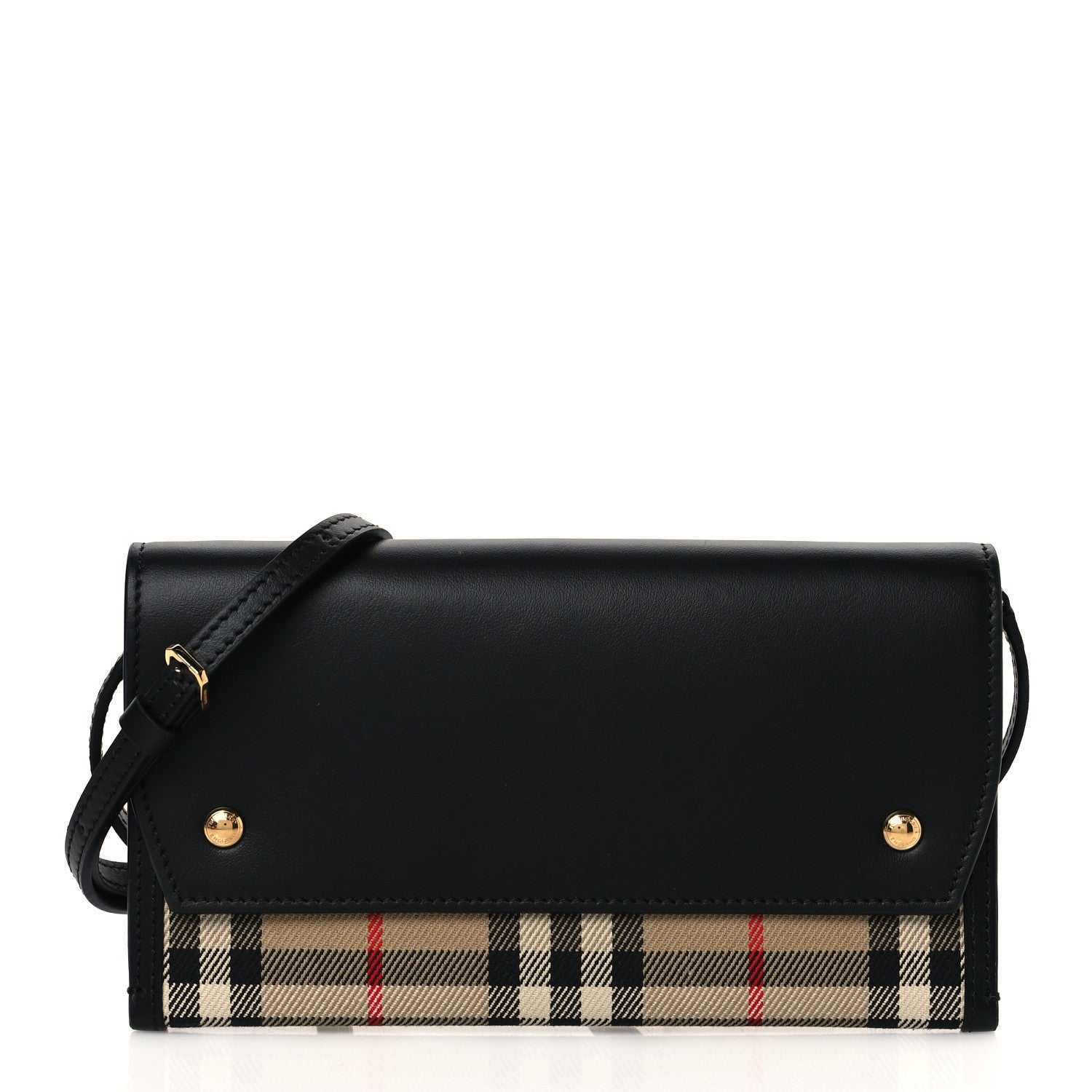 Burberry Calfskin Vintage Check Phone Pocket Crossbody Archive Beige Black 1 of 9