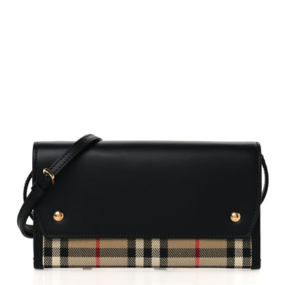 Burberry Calfskin Vintage Check Phone Pocket Crossbody Archive Beige Black 1 of 9