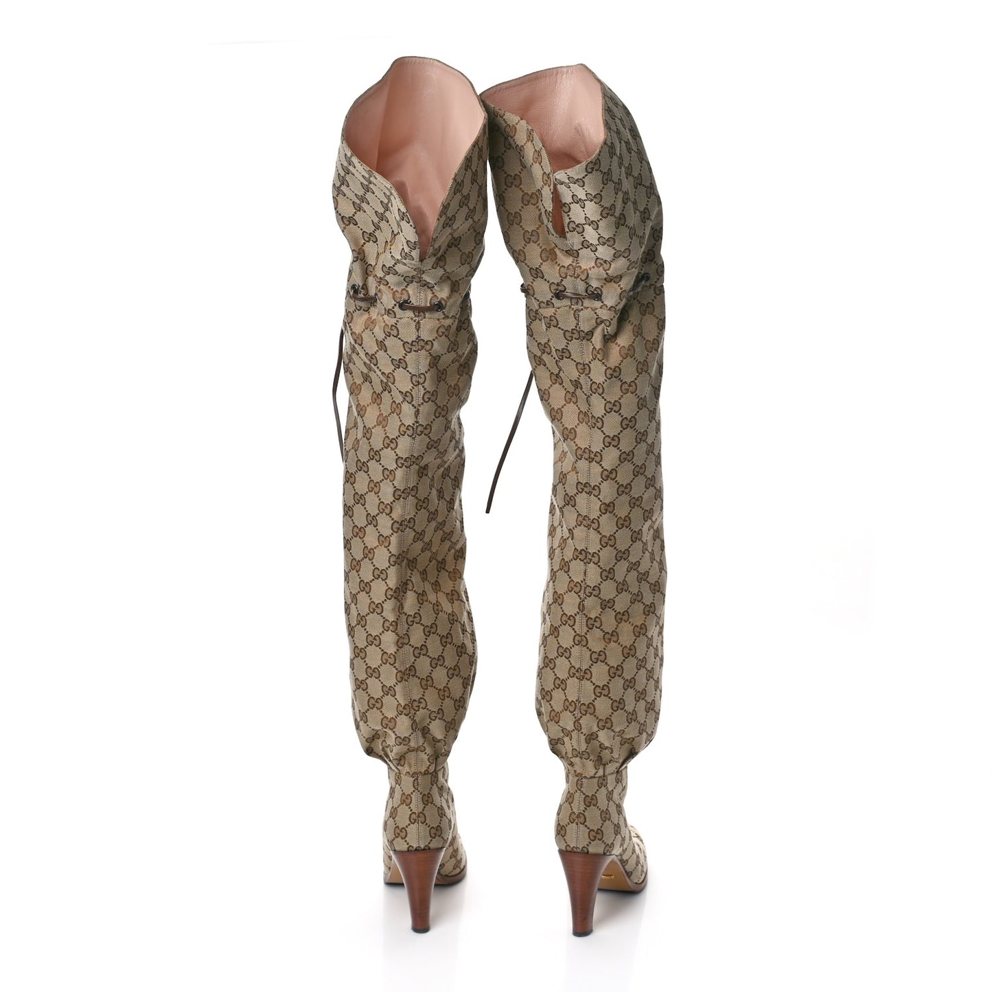 Monogram Over the Knee Boots 37.5 Beige Ebony