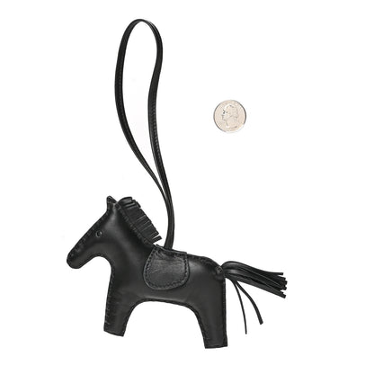 Hermes Milo Lambskin Grigri Rodeo Horse Bag Charm PM So Black 2 of 3