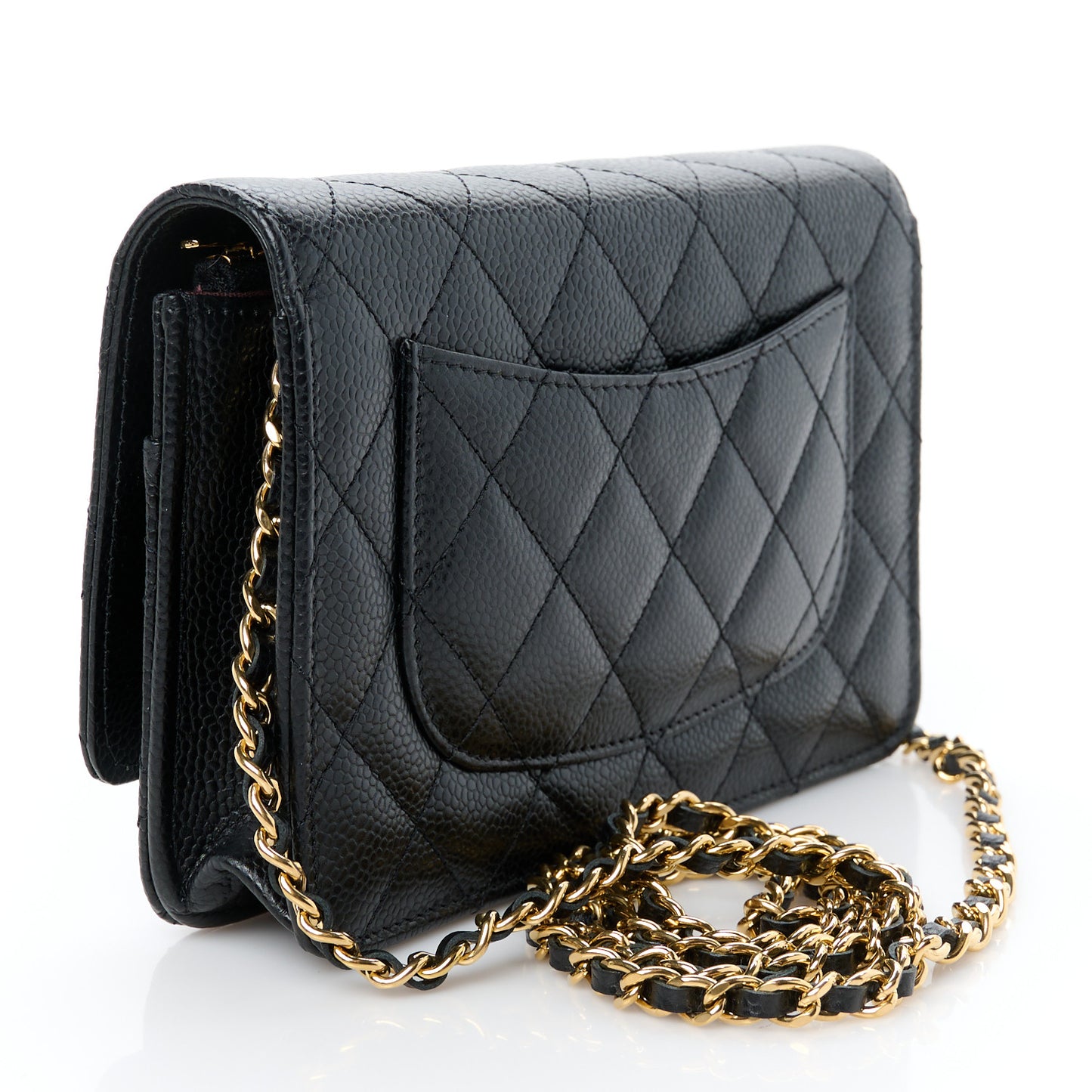 Caviar Quilted CC Turnlock Wallet On Chain WOC Black
