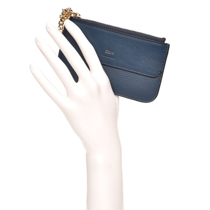 Chloe Grained Calfskin Drew Card Holder Denim Blue 2 of 7