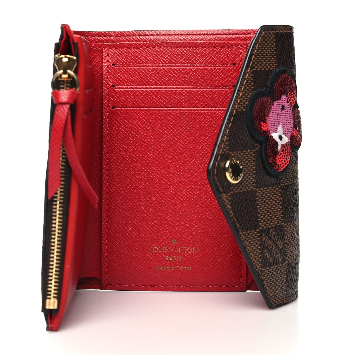 Louis Vuitton Damier Ebene Stories Victorine Wallet Red 5 of 9
