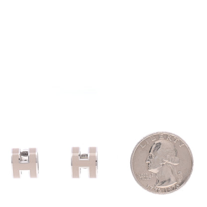 Hermes Palladium Lacquered Pop H Earrings Marron Glace 2 of 4