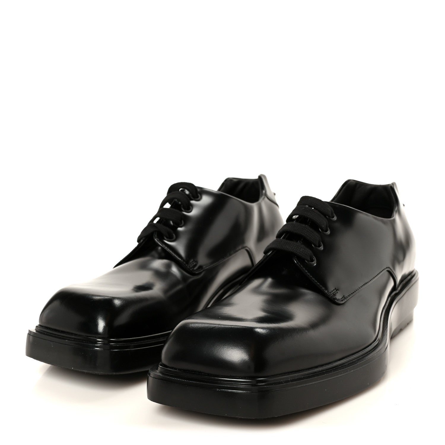 Prada Spazzolato Square Toe Lace Up Derby 9 Black 4 of 10