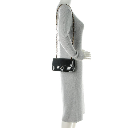 Chanel Patent Calfskin Camellia Mini Rectangular Flap Black 2 of 6