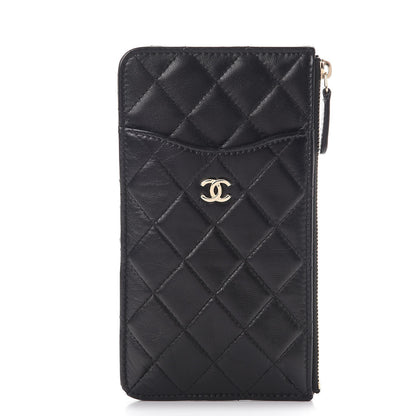 Chanel Lambskin Quilted Classic Flat Wallet Pouch Black 1 of 7