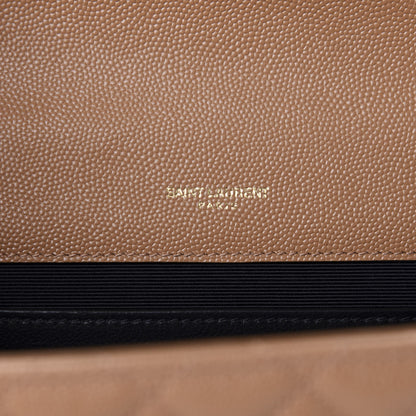 Saint Laurent Grain De Poudre Textured Mixed Matelasse Triquilt Medium Monogram Satchel Dune 8 of 9
