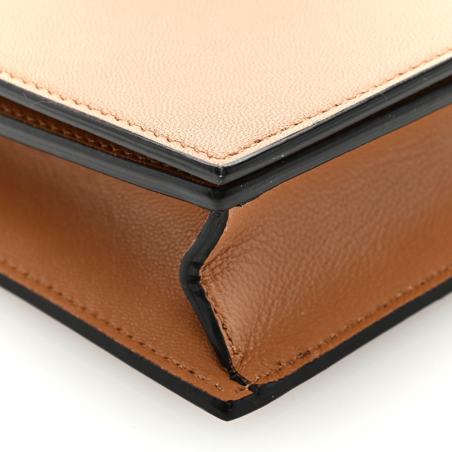 Smooth Lambskin Frame Evening Chain Clutch Tan Optic White
