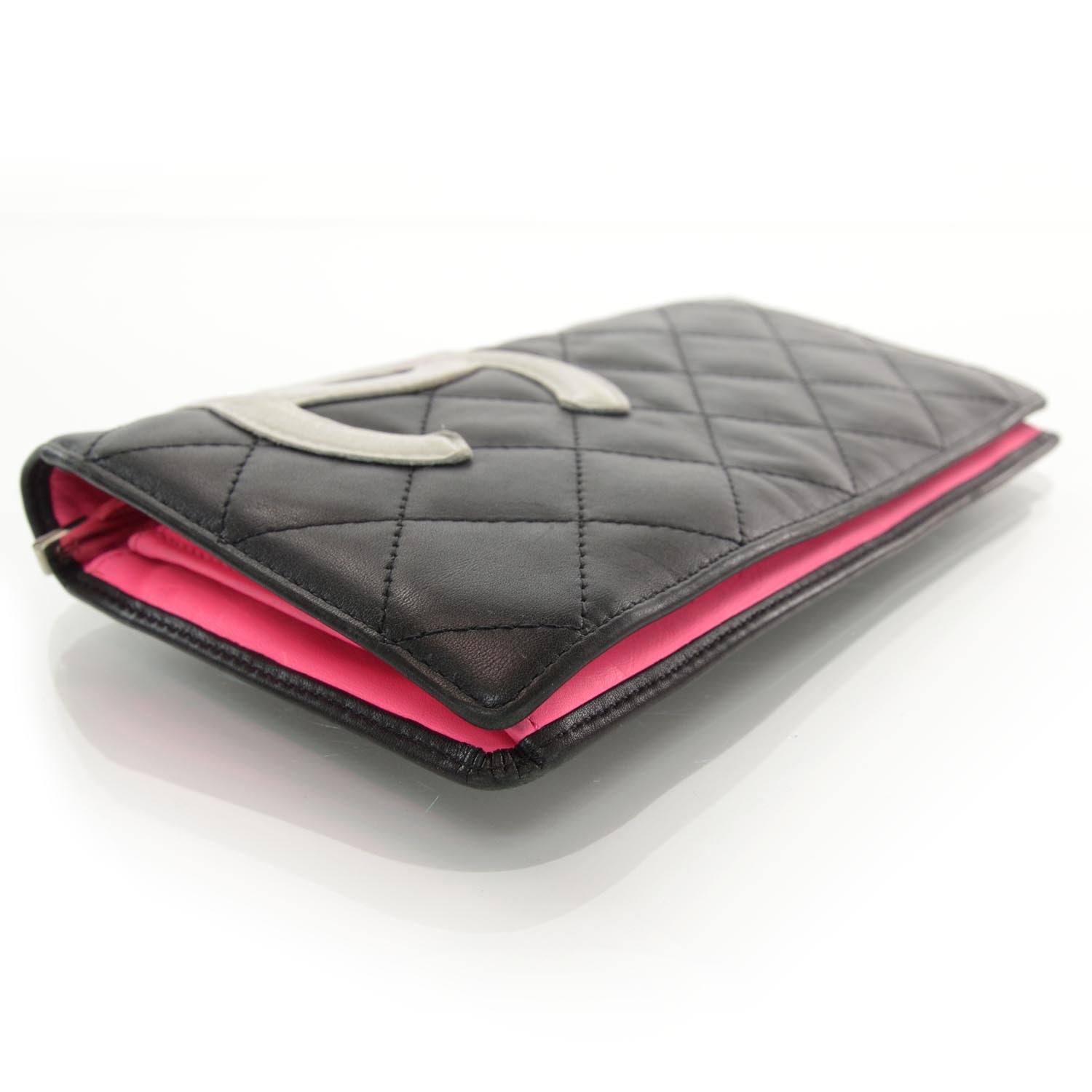 Chanel Calfskin Quilted Cambon Yen Wallet Black White 4 of 9