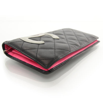 Chanel Calfskin Quilted Cambon Yen Wallet Black White 4 of 9
