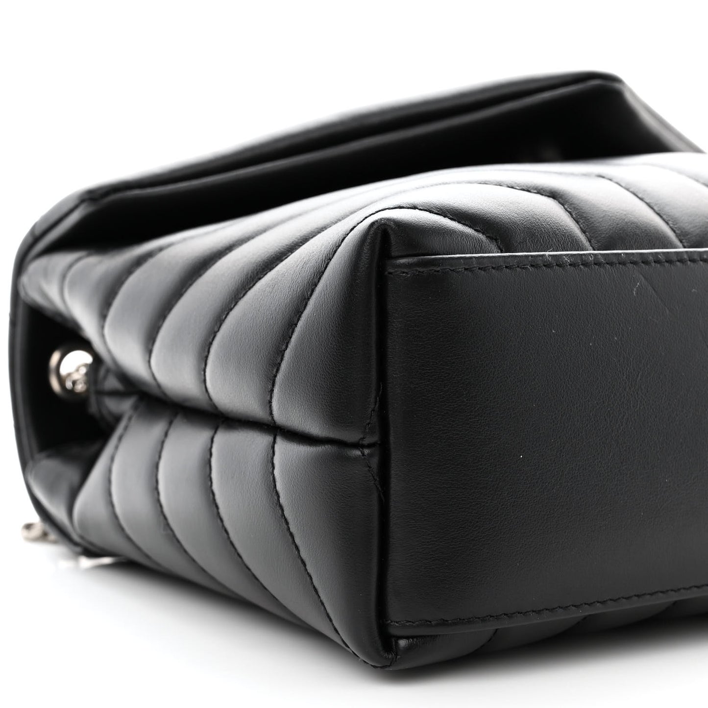 Calfskin Y Quilted Monogram Small Loulou Chain Satchel Black