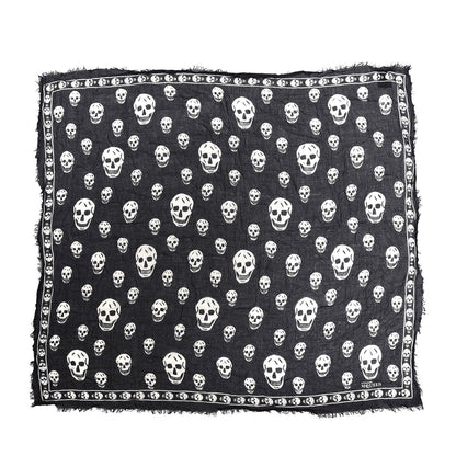 Alexander McQueen Silk Chiffon Skull Scarf Black Ivory 2 of 4